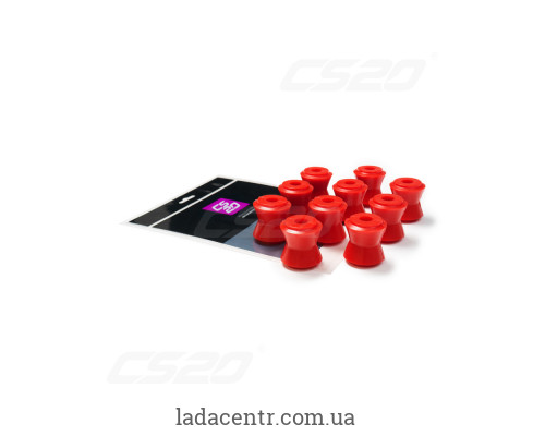 Втулки реактивних штанг ВАЗ 2101 (к-кт 10шт) (червоний поліуретан) "CS-20"