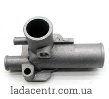 Патрубок водяной ВАЗ 2108-15 инж. головки блока выпускной, под датчик ЗАВОД